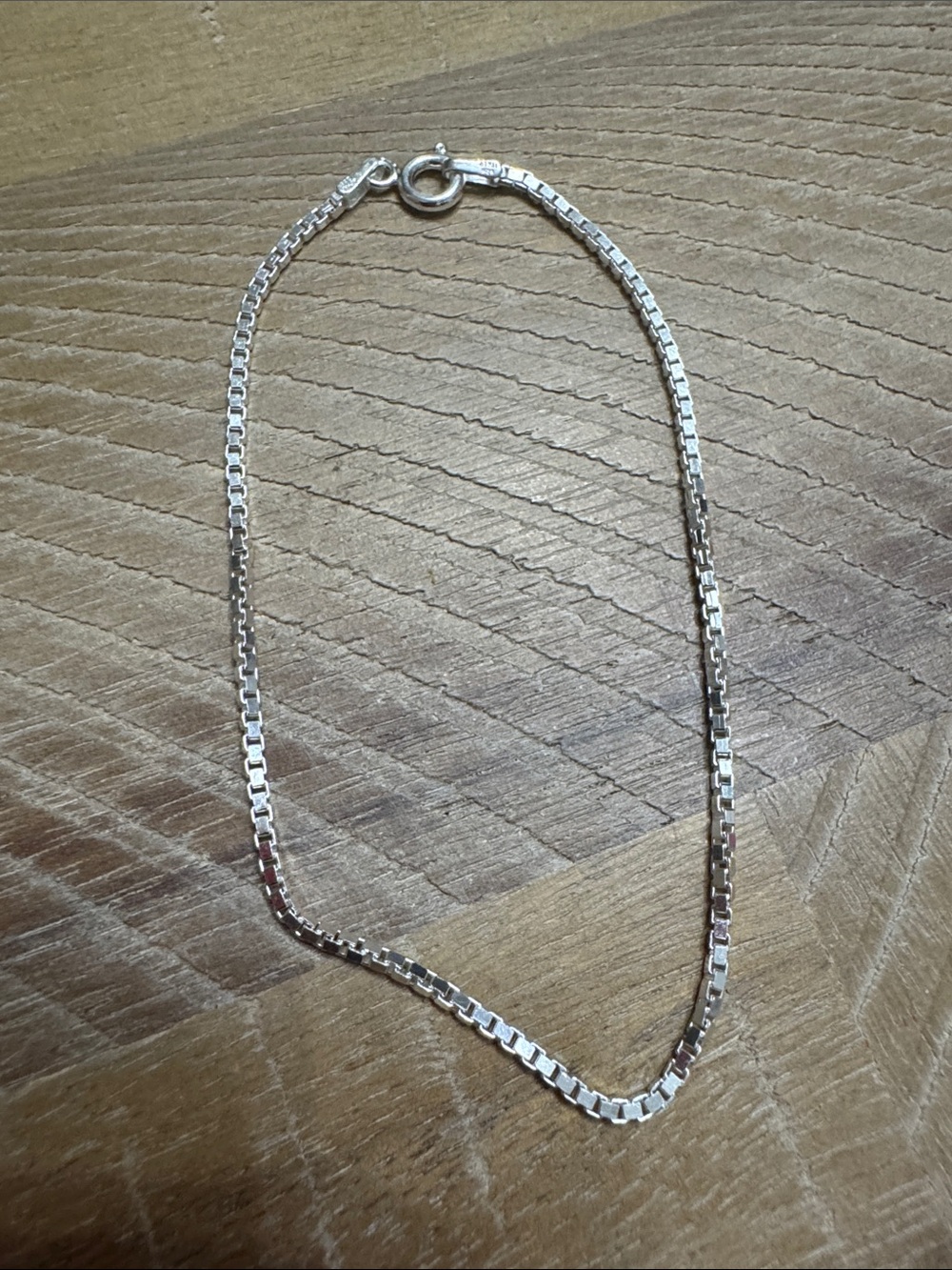Sterling Silver Box Chain bracelet 7”- White Silver Finish